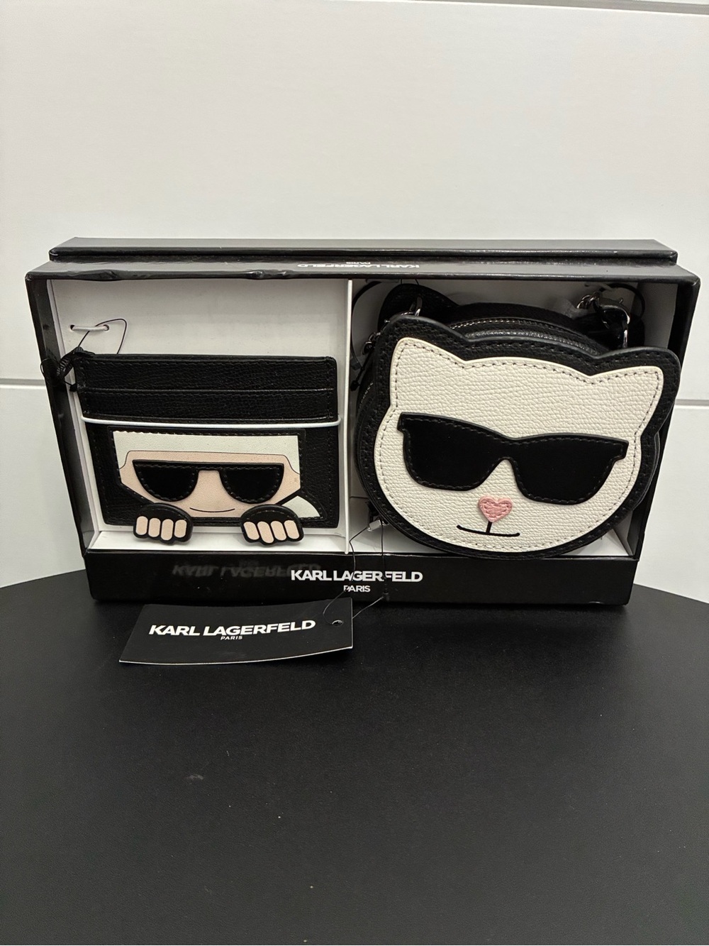 Karl Lagerfeld Paris & Choupette Cat Shoulder Bag + Card Case 2 Pc Set-NWT